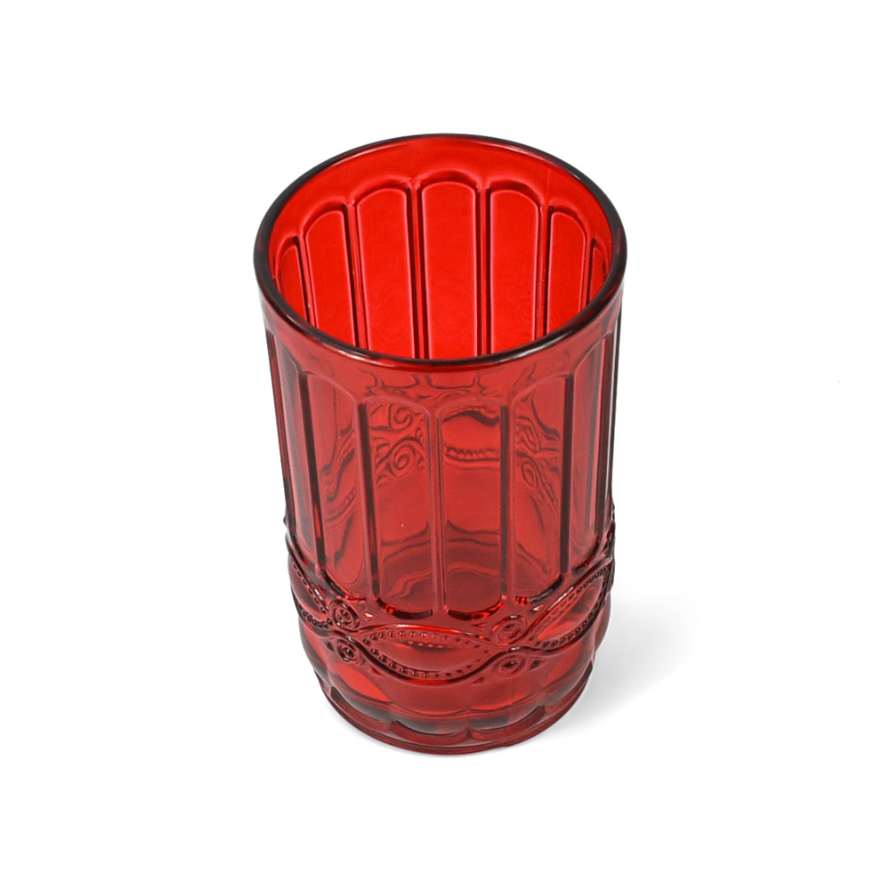 Vasos De Vidrio Set De 6pzs Color Rojo Grupo Galdiaz 